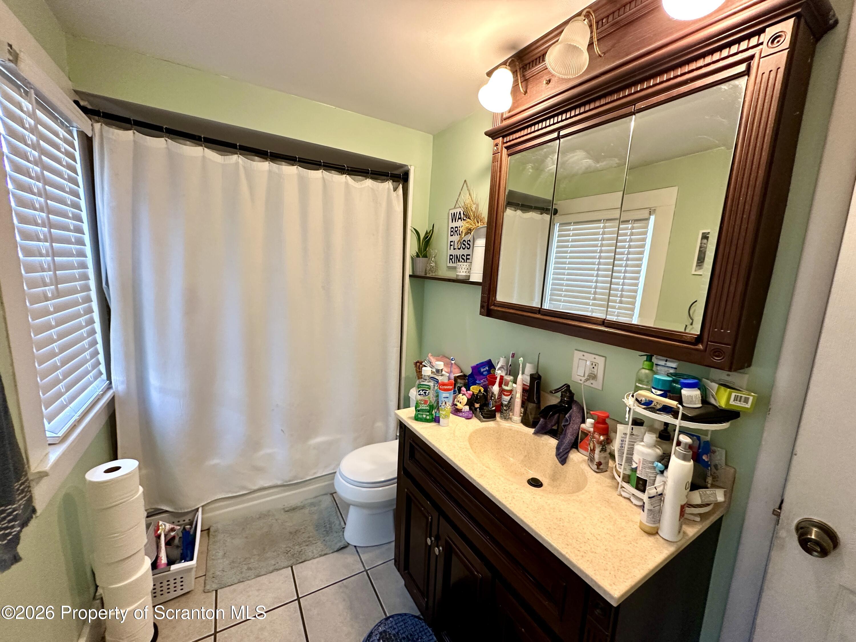 544 Green Street Duryea, PA 18642 - Photo 9 of 14 a bathroom with a sink vanity mirror and toilet
