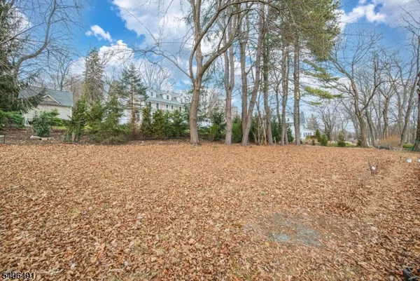 a backyard of a house with large trees