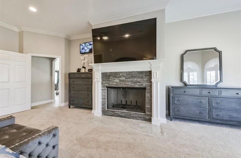 8002 Harbor Point Drive Houston, TX 77071 - Photo 14 of 25 a living room with furniture a fireplace and a flat screen tv