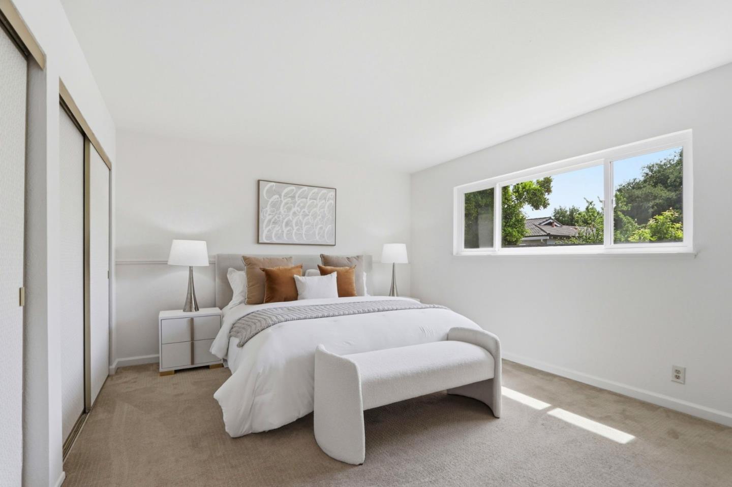 546 Woodstock Way Santa Clara, CA 95054 - Photo 14 of 24 a bedroom with a bed lamp and window