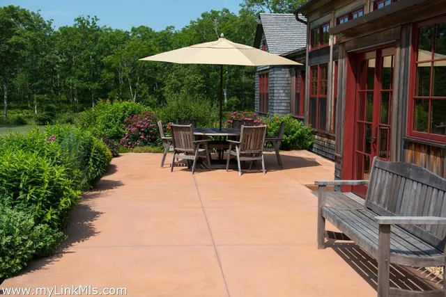 an outdoor space with patio
