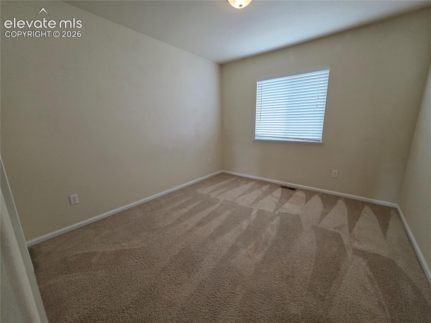 874 Diamond Rim Drive Colorado Springs, CO 80921 - Photo 21 of 28 Carpeted flooring, neutral wall tones, window with horizontal blinds, and a flush mount ceiling light