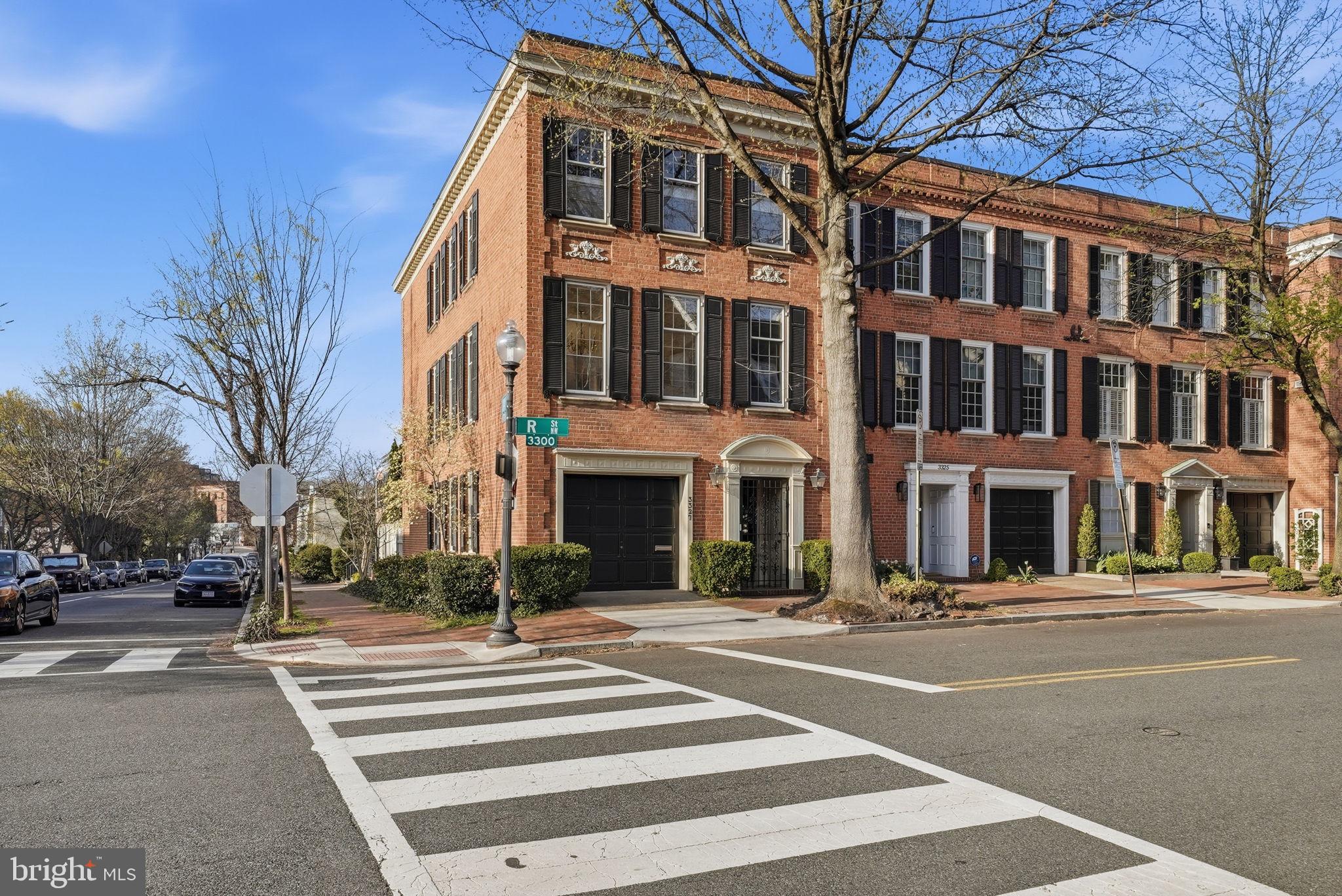 a view of a building with a street