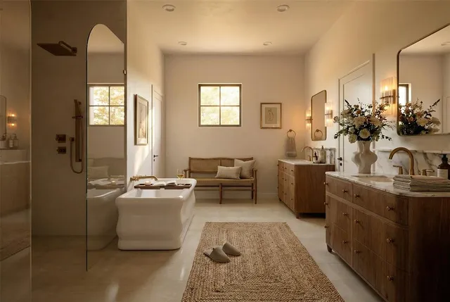 a living room with furniture a chandelier and a window