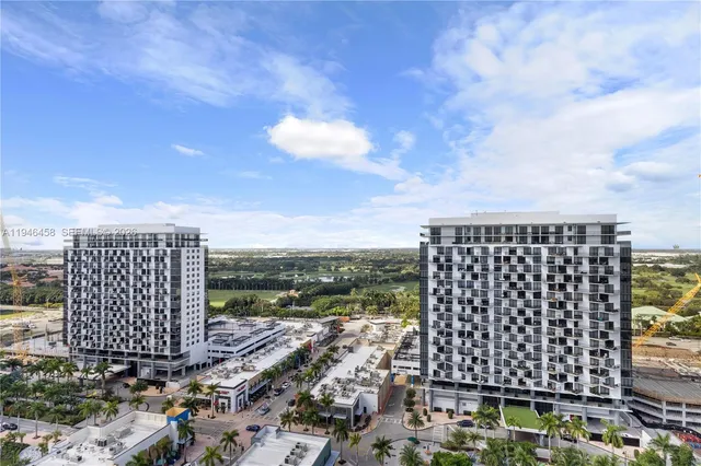 a view of a city with tall buildings