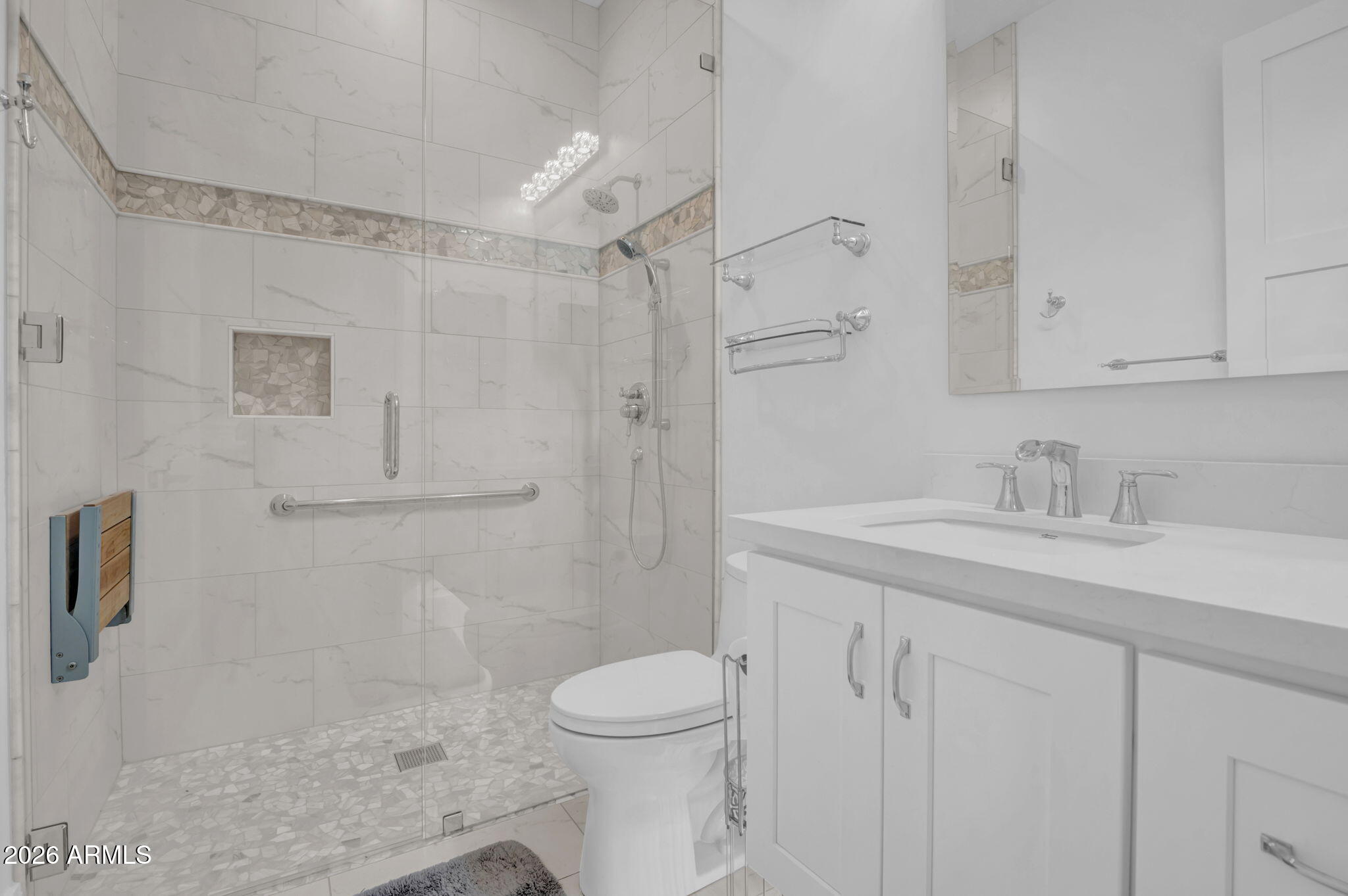 159 East Water Tank Road Gilbert, AZ 85296 - Photo 24 of 45 a bathroom with a granite countertop sink toilet and shower