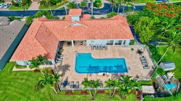 an aerial view of a house
