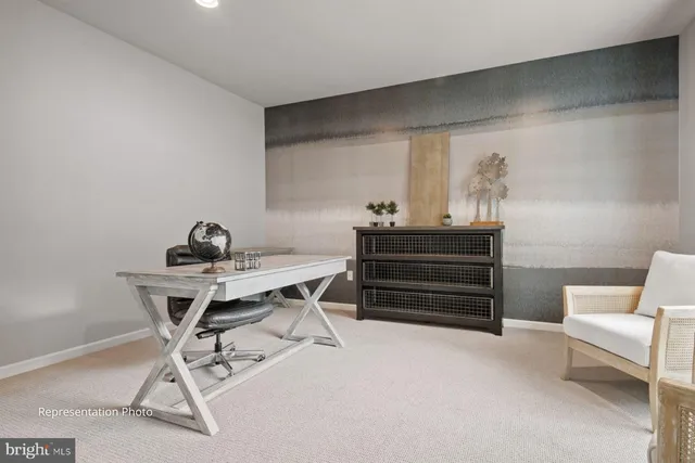 a view of workspace and wooden floor