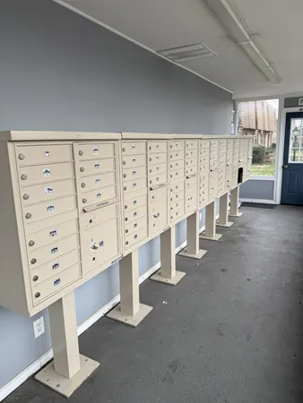 a view of an empty room with stairs
