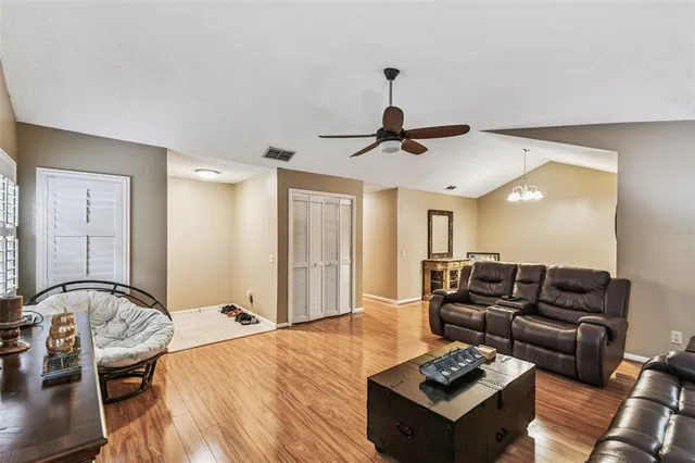 a living room with furniture