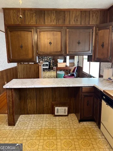 a kitchen with a sink and cabinets