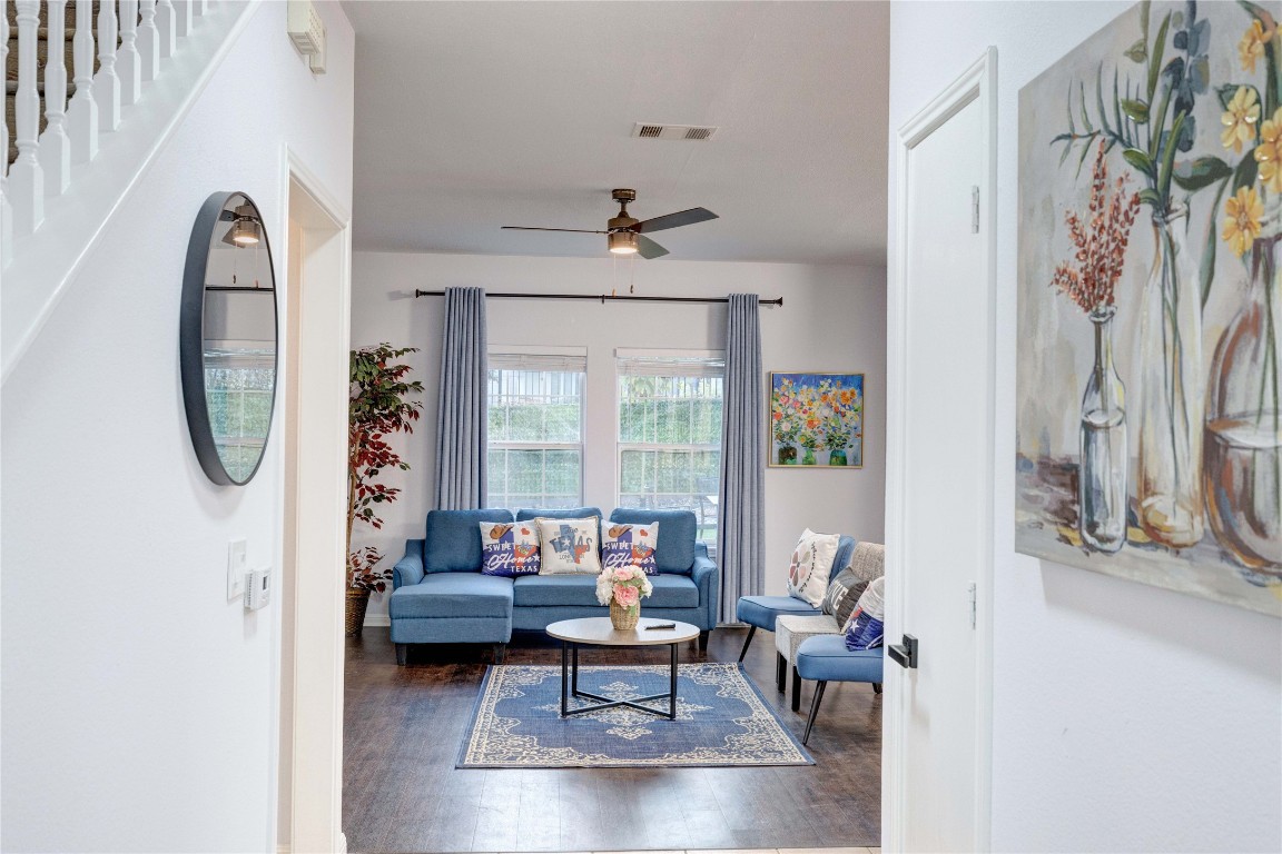 7510 Lazy Creek Drive, Unit B Austin, TX 78724 - Photo 18 of 36 a living room with furniture and a window
