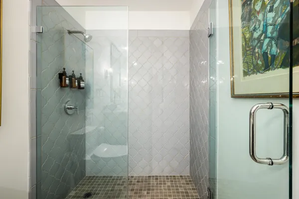 a bathroom with a shower