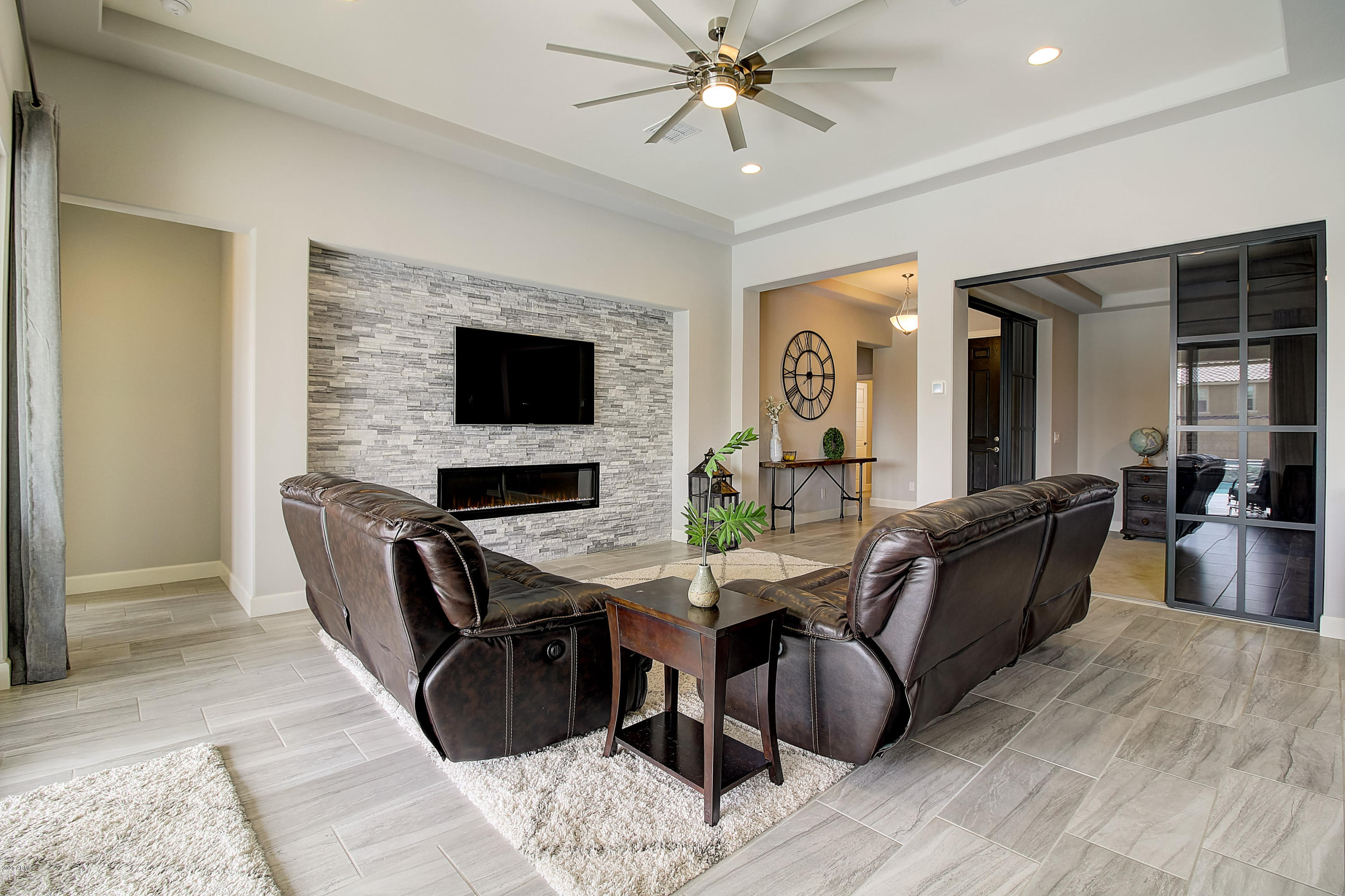 Stunning Media Wall with Fireplace