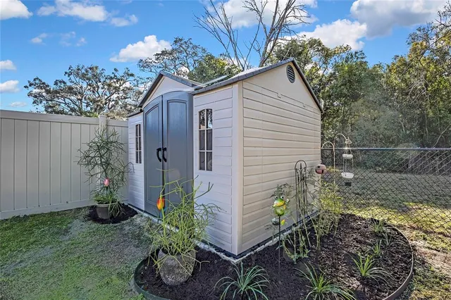 a backyard of a house with lots of green space