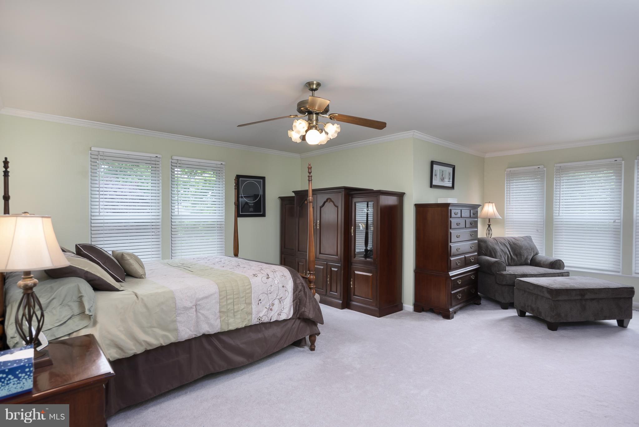 9550 Ridgeview Drive Columbia, MD 21046 - Photo 13 of 30 a bedroom with a bed and a chandelier