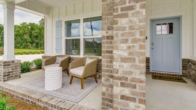 a building outdoor space with a patio