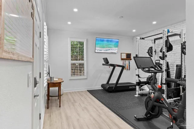 a view of a room with gym equipment