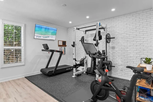 a view of a room with gym equipment