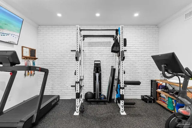 a room with gym equipment