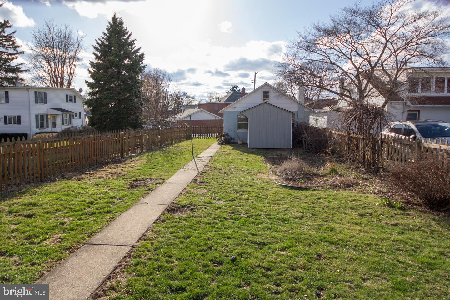 Fenced yard and garage