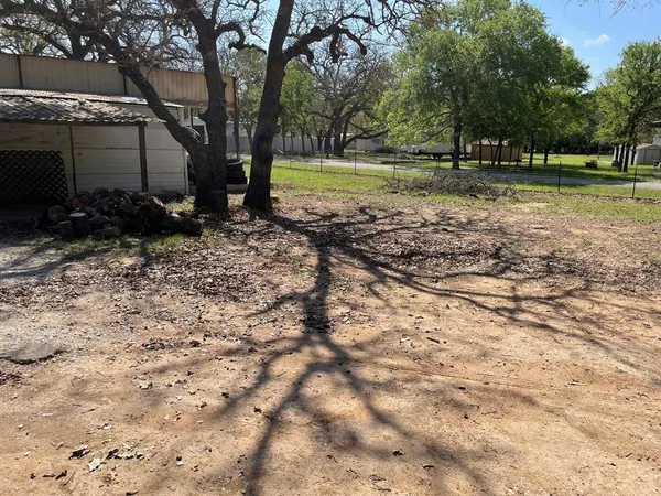 a view of a yard with a tree
