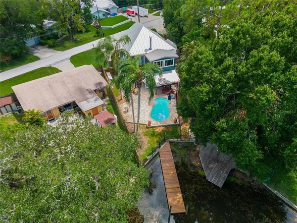 an aerial view of a house