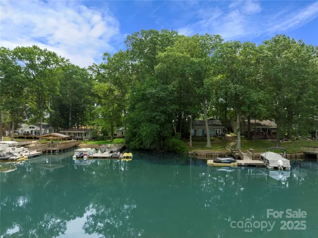 a view of a lake with houses