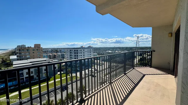 a view of city from a balcony