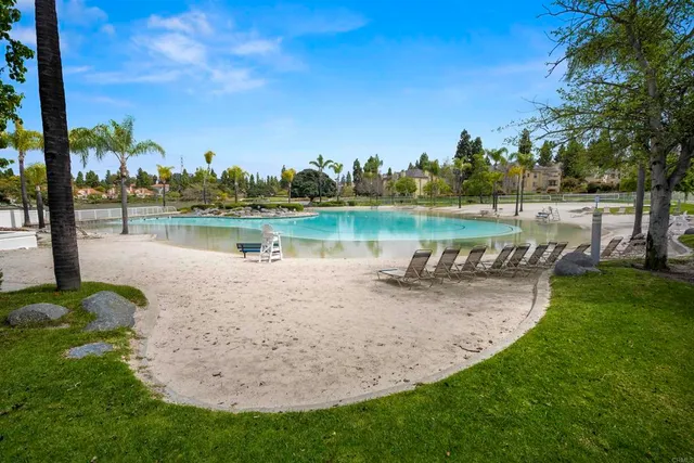 a view of a lake with a mountain in the background