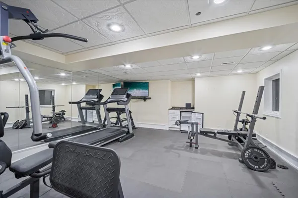 a view of a room with gym equipment