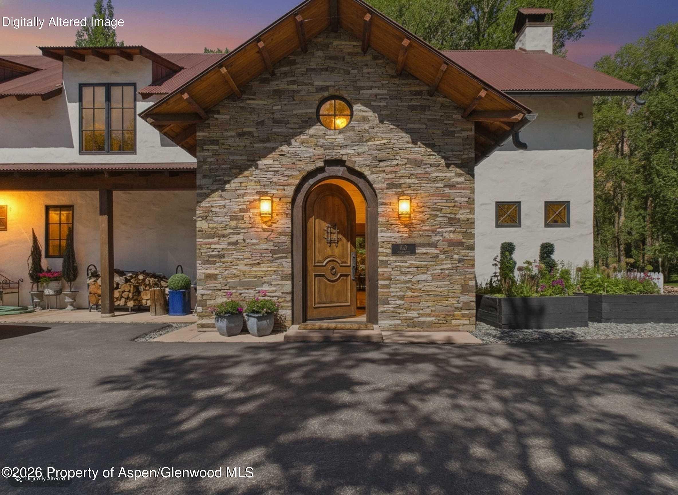 256 Twining Flats Road Aspen, CO 81611 - Photo 35 of 38 Front Door Twilight