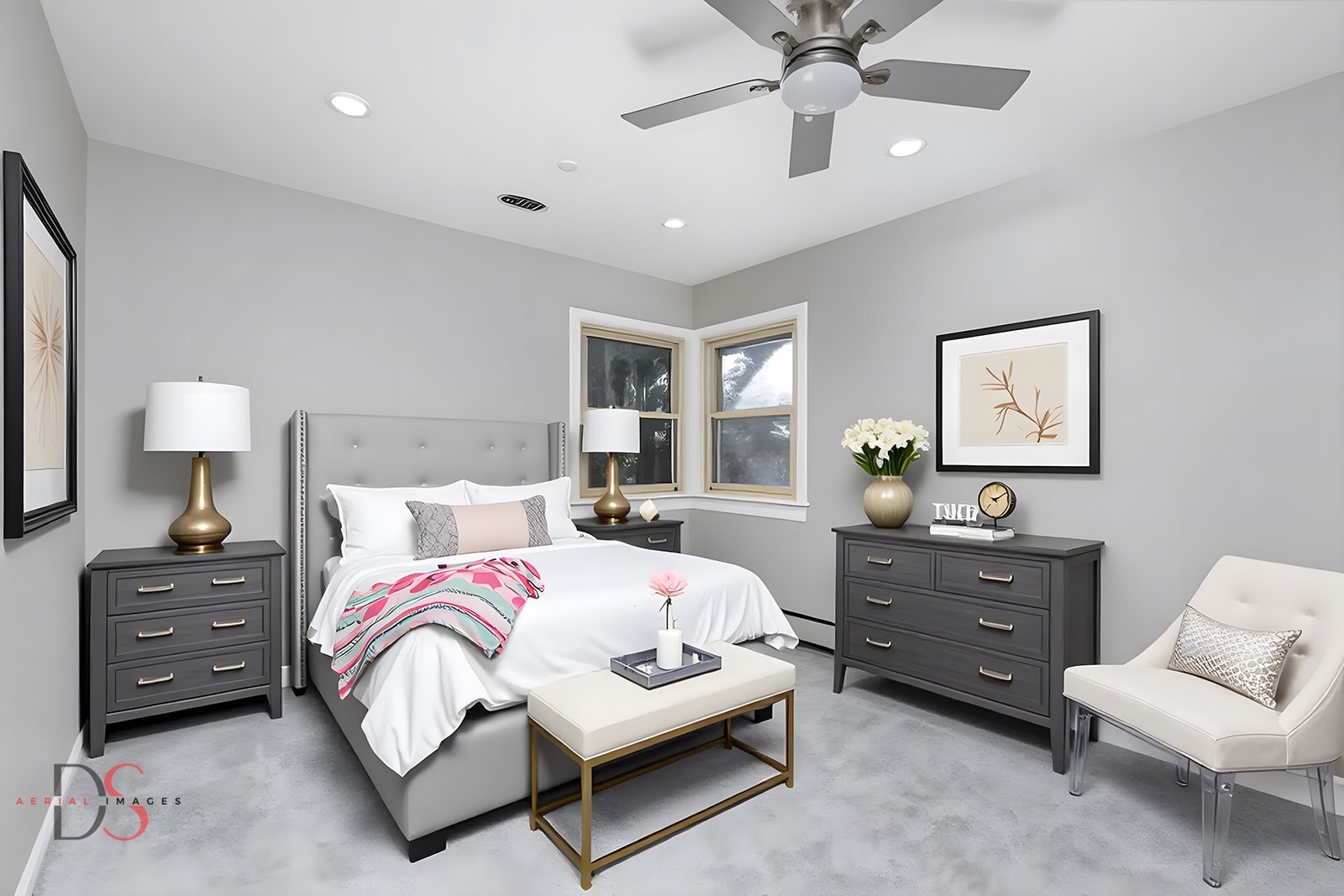 401 Scott Street Marseilles, IL 61341 - Photo 14 of 28 a bedroom with a bed a couch and a chandelier