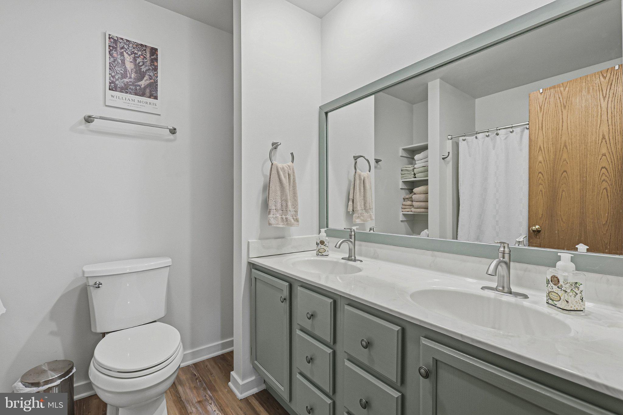 6495 Tides Road King George, VA 22485 - Photo 34 of 65 a bathroom with a granite countertop toilet sink and mirror
