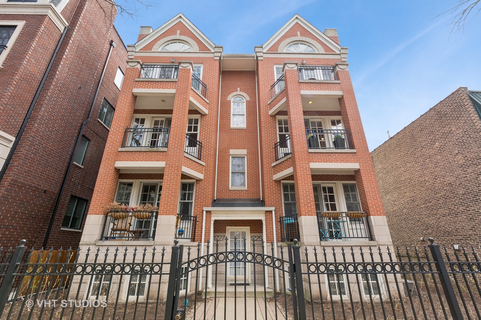front view of a brick building