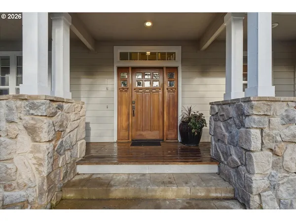 a view of wooden door