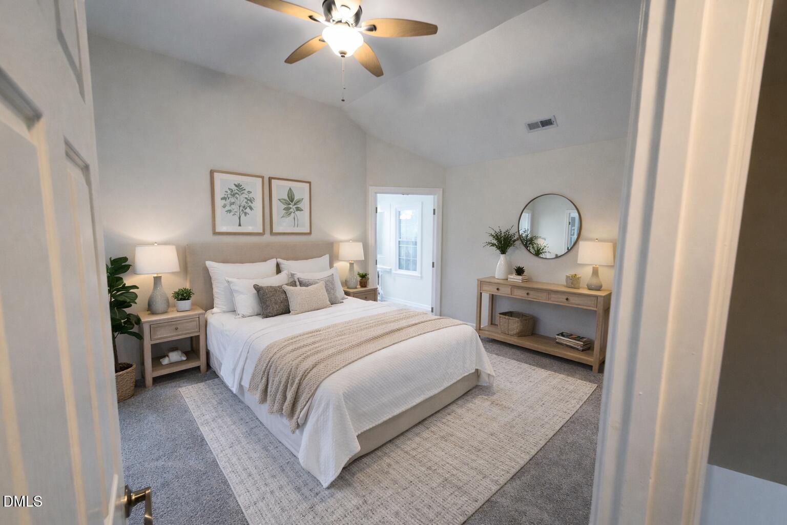 4204 Belington Court Raleigh, NC 27604 - Photo 13 of 26 a bedroom with a bed and a chandelier