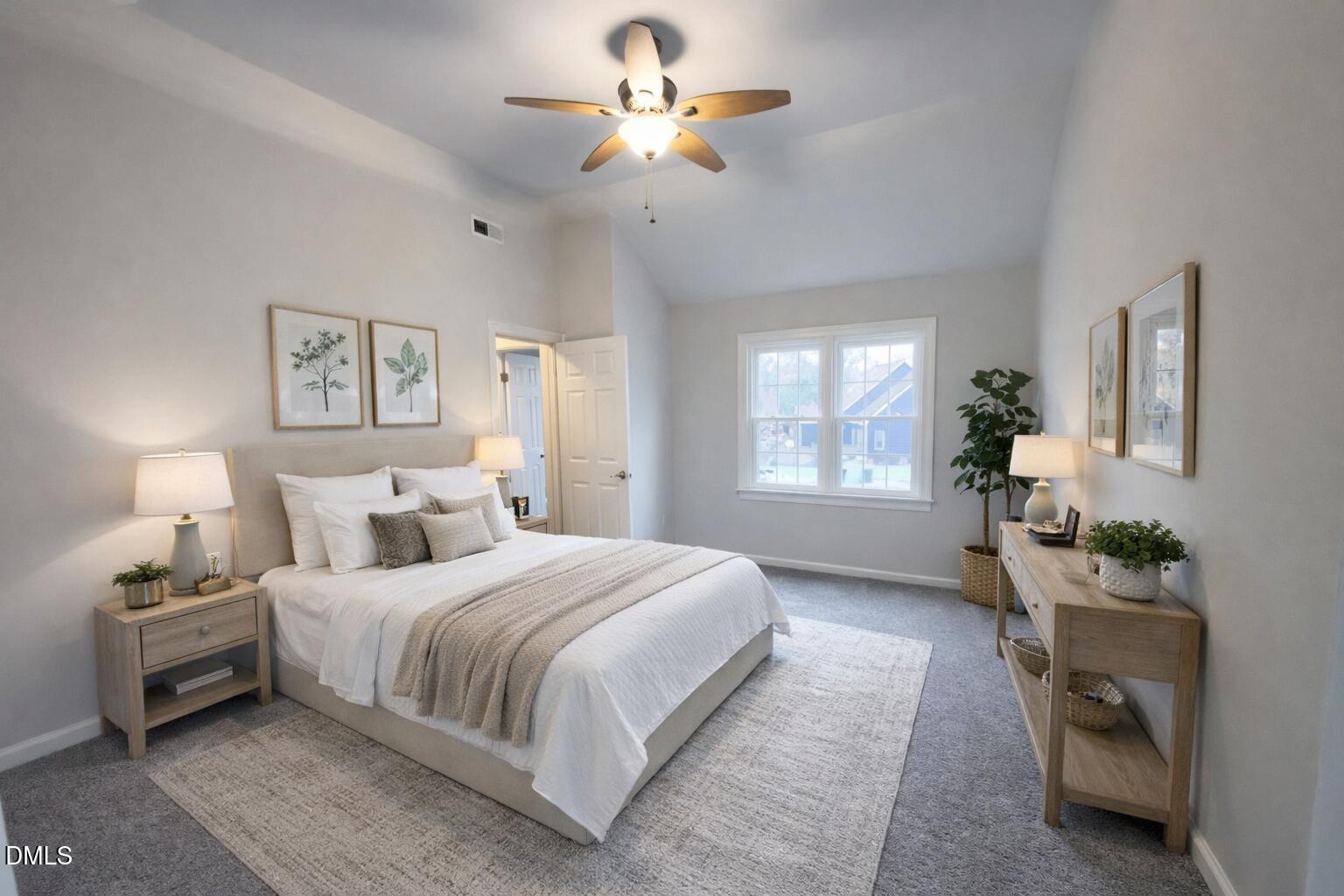 4204 Belington Court Raleigh, NC 27604 - Photo 17 of 26 a bedroom with a bed and a chandelier