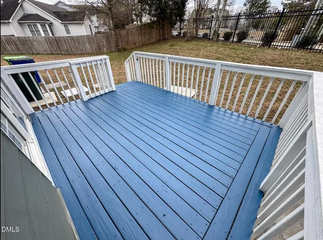 a view of wooden balcony