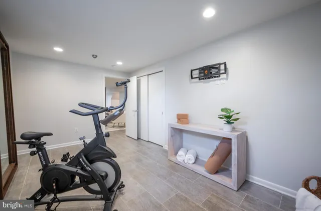 a view of a room with gym equipment
