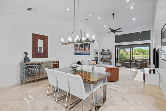 a view of a dining room and livingroom view