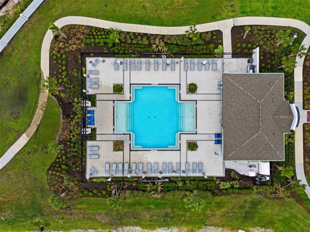 4327 Cloud Hopper Way Lutz, FL 33559 - Photo 61 of 75 an aerial view of a house with swimming pool patio and outdoor seating