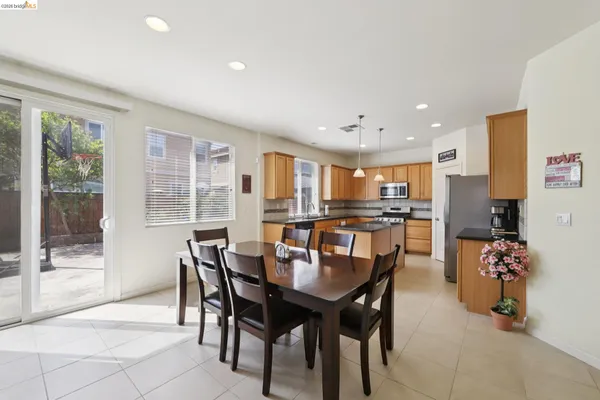 a view of a dining area with furniture