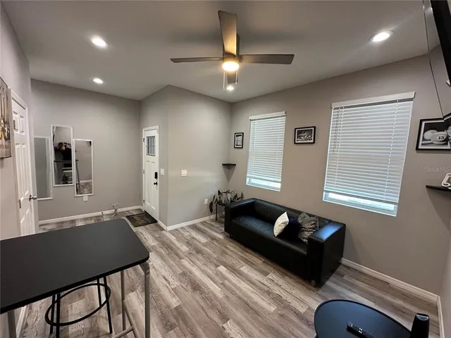 a living room with furniture
