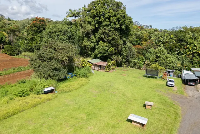 a view of an outdoor space and swimming pool