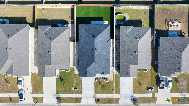 aerial view of a kitchen with a shower