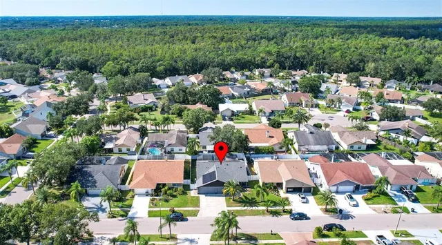 a view of a garden from a balcony