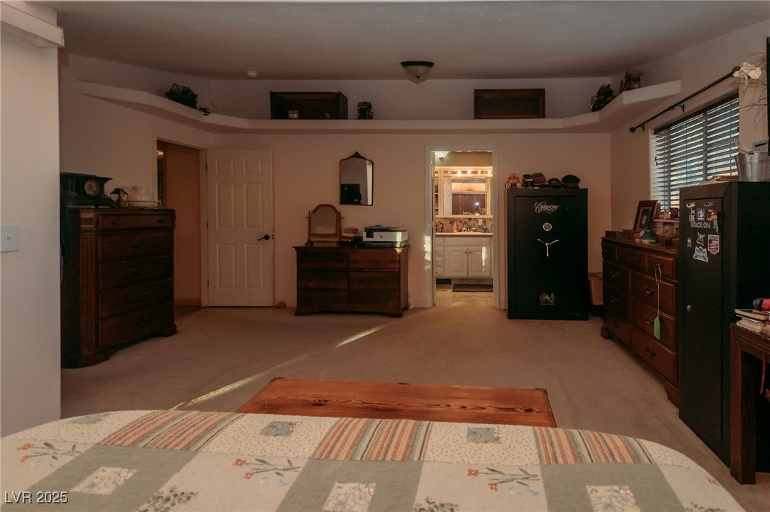 3485 Gally Road Pahrump, NV 89060 - Photo 49 of 90 Bedroom with light colored carpet and connected bathroom