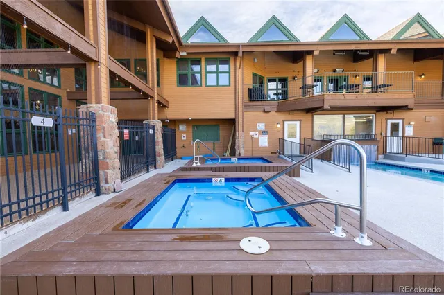 a view of a building with a patio