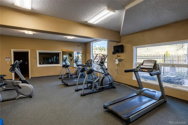 a room with gym equipment
